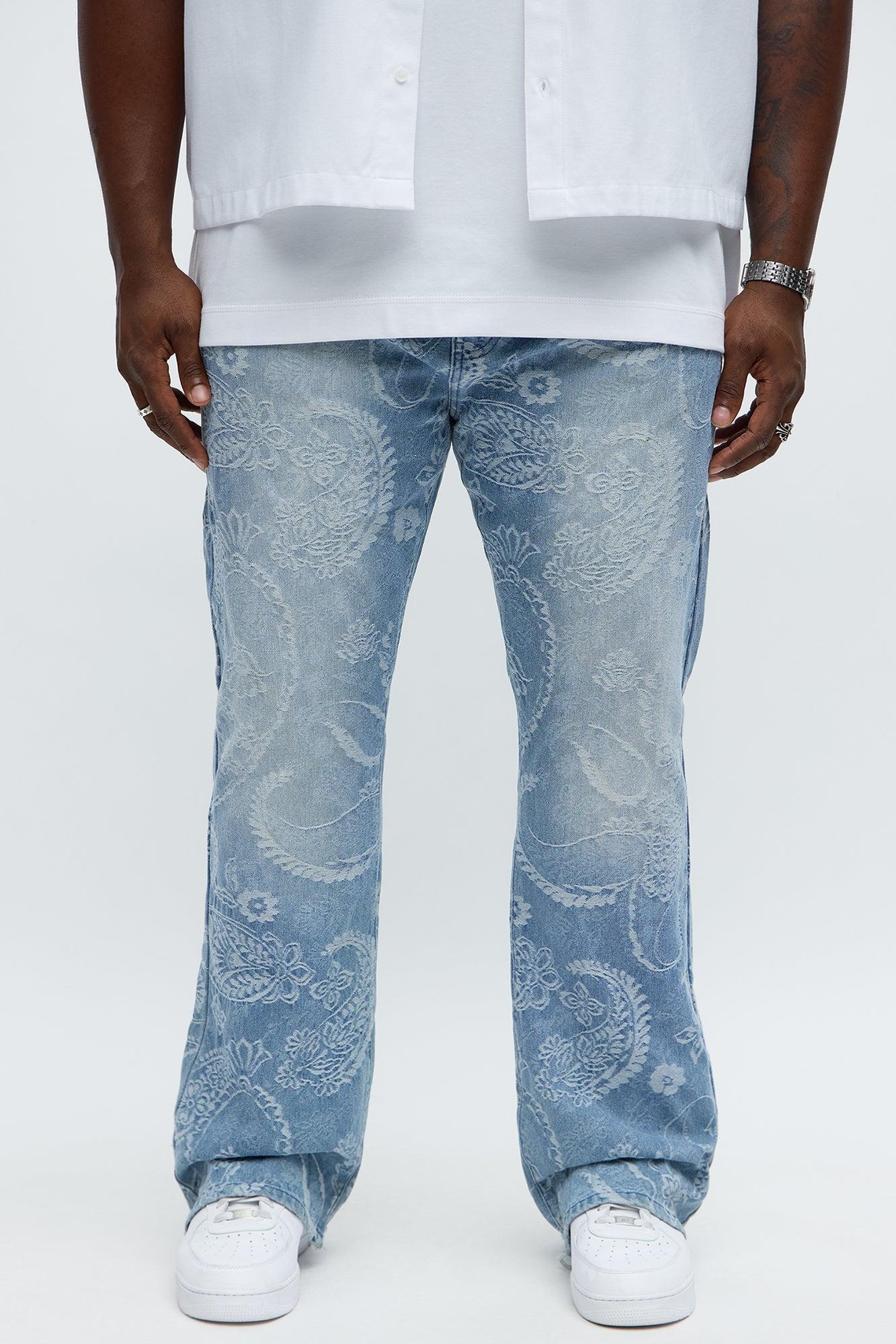 Stacked Slim Flare Come And Get It Paisley Jeans - Medium Wash Product Image