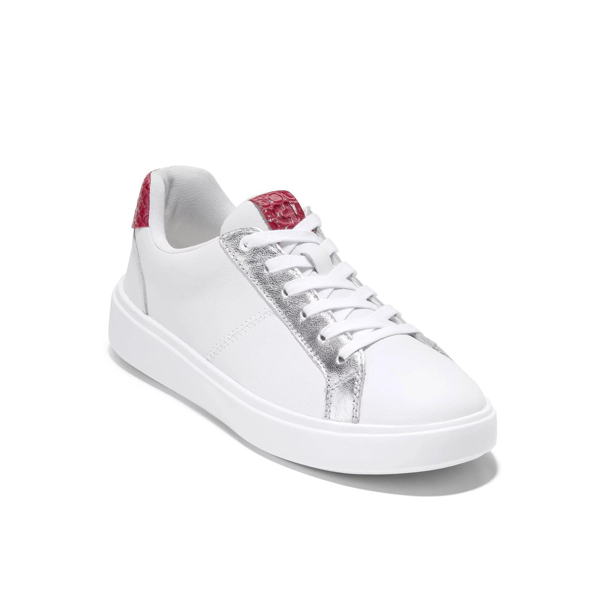Cole Haan Grand Crosscourt Coaster Women's Sneakers, Size: 8.5, White Silver Red Product Image