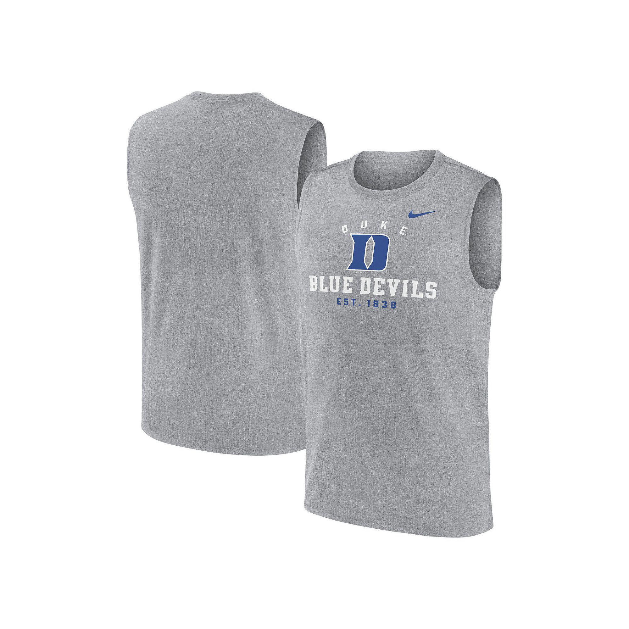 Men's Nike Heather Gray Duke Blue Devils Primetime Legend Lock Up Performance Muscle Tank Top, Size: Large, Grey Product Image