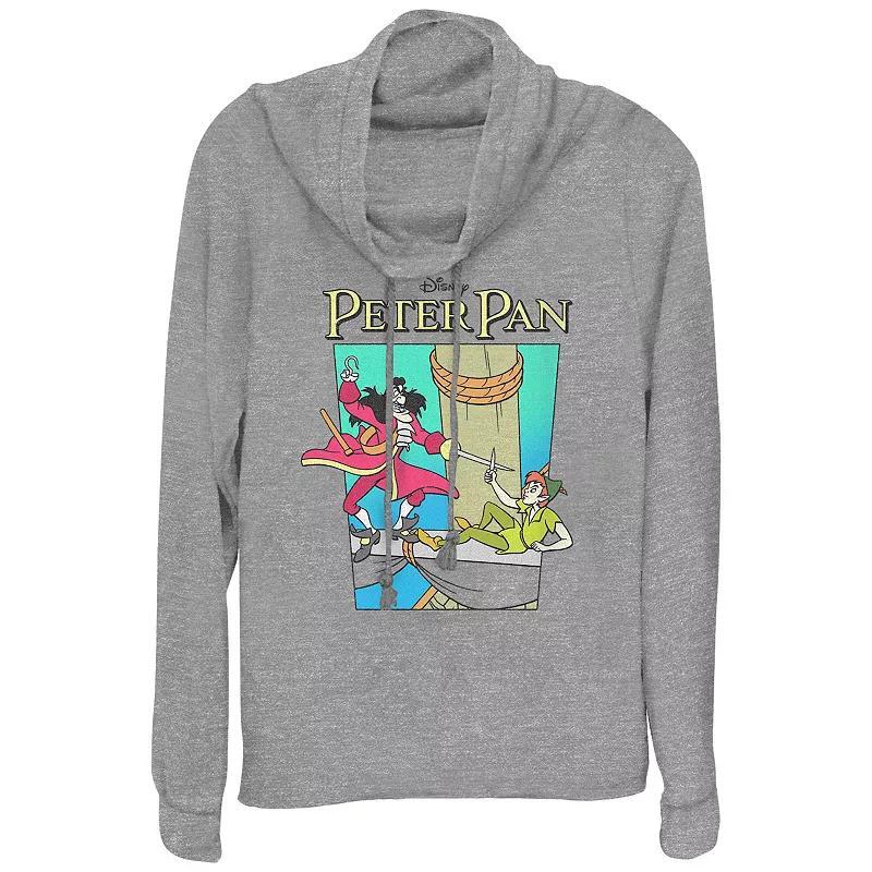 Disneys Peter Pan Duel With Captain Hook Womens Cowlneck Graphic Lightweight Long Sleeve Gray Grey Product Image