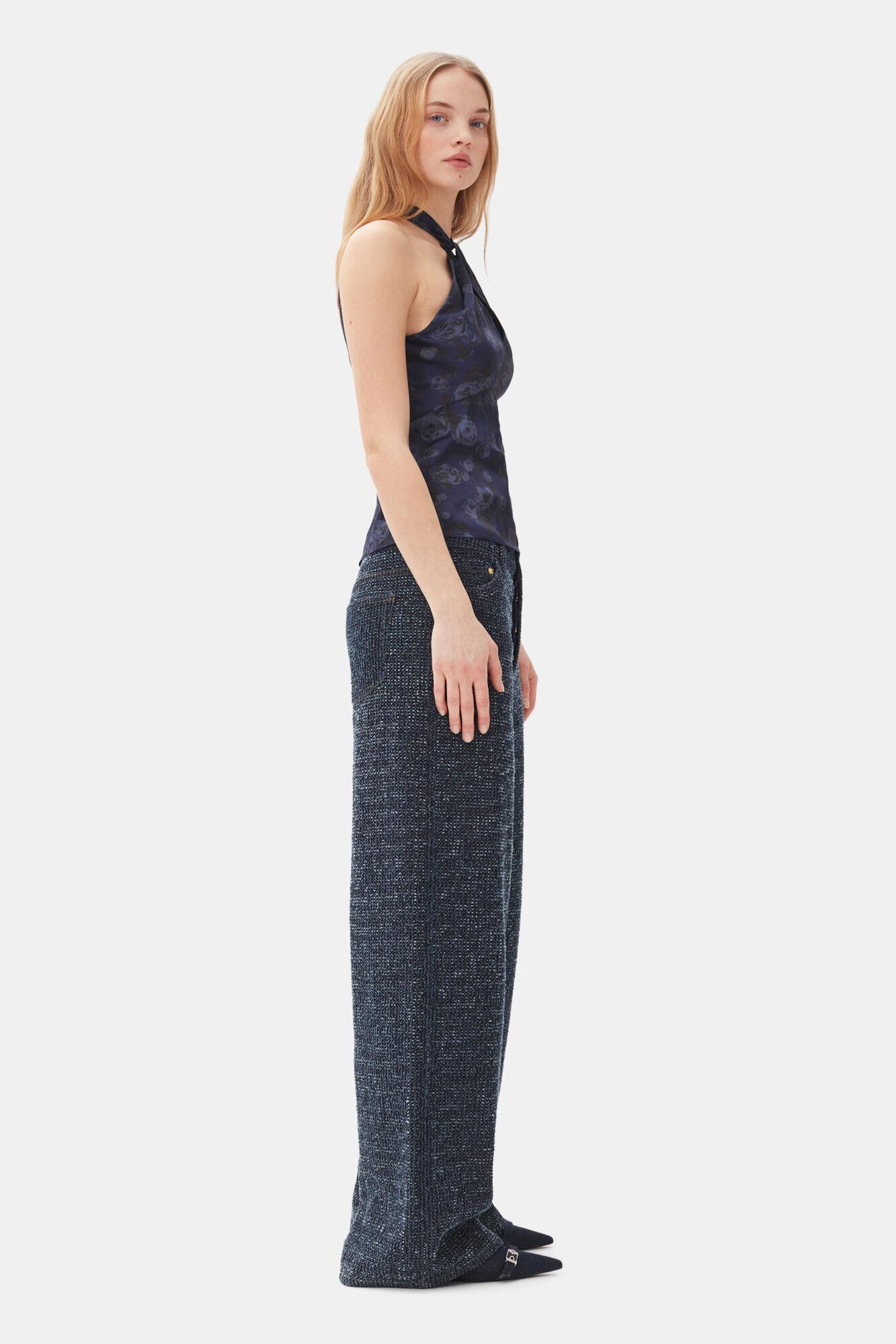Dark Blue Textured Jeans Product Image