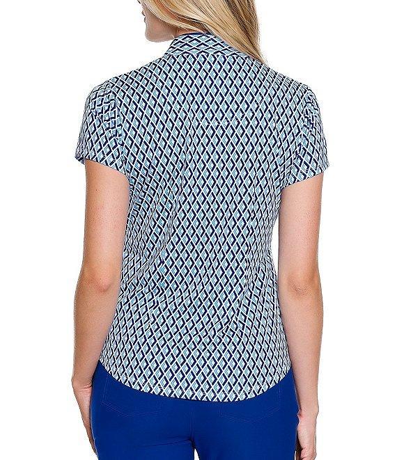 Sport Haley Bridget Contrast Print Collared Half Zip Short Sleeve Polo Top Product Image