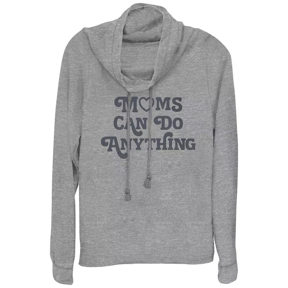 Women's Moms Can Do Anything Cowlneck Graphic Lightweight Long Sleeve, Size: XL, Gray Grey Product Image