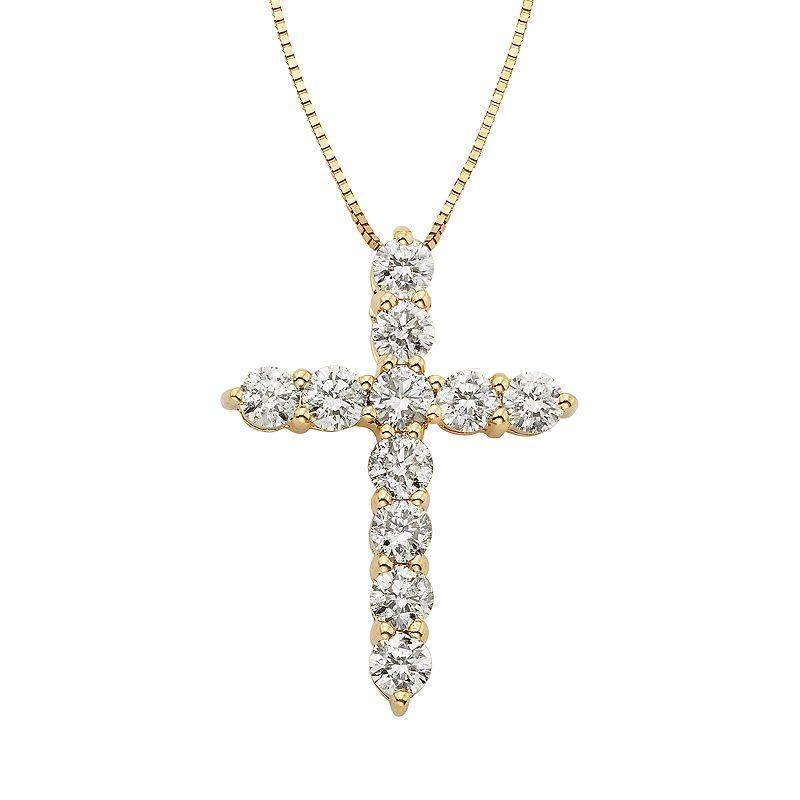 The Regal Collection 1 Carat T.W. IGL Certified Diamond 14k Gold Cross Pendant Necklace, Womens White Product Image