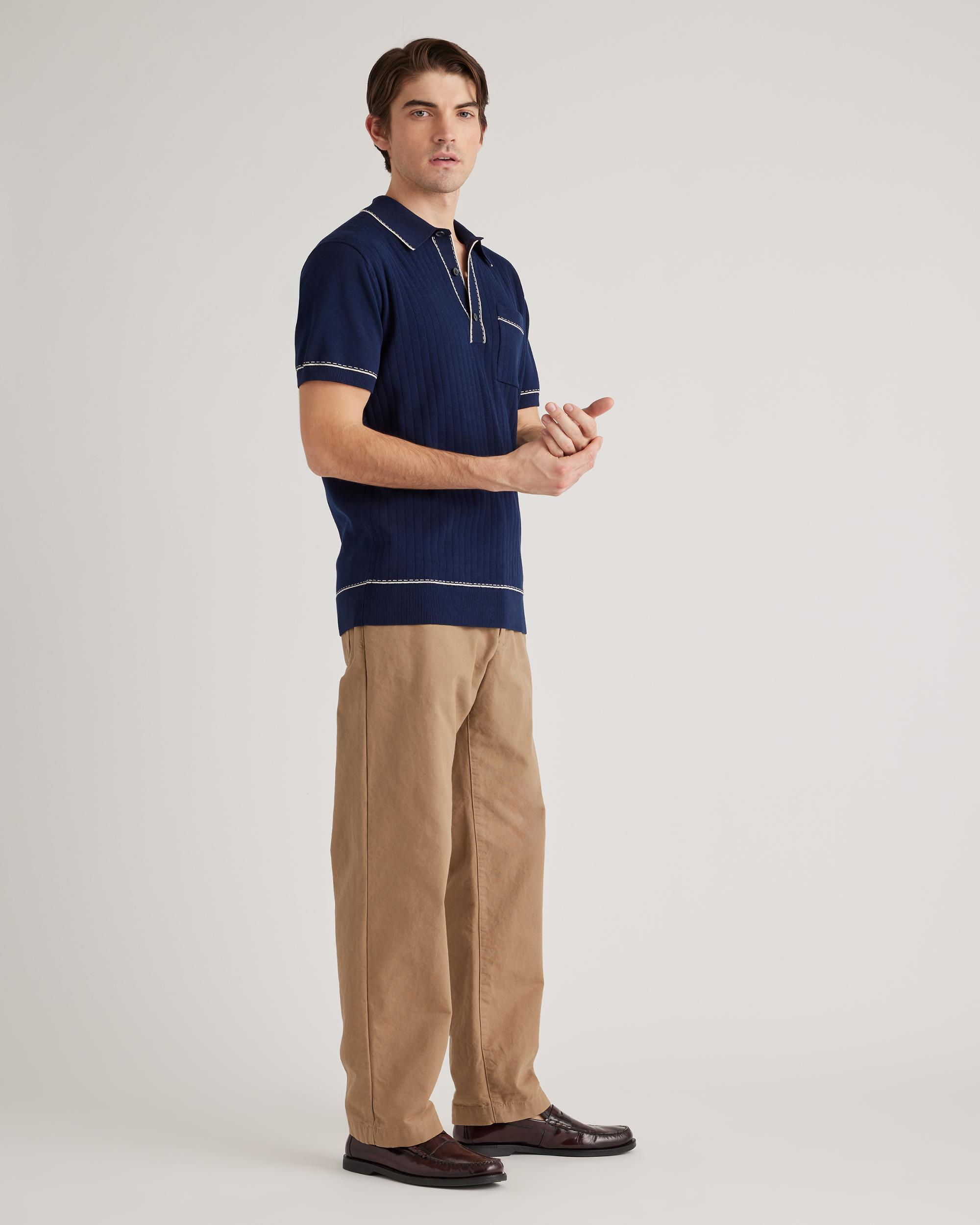 Quince | Men's -Silk Polo Sweater Organic Cotton Product Image