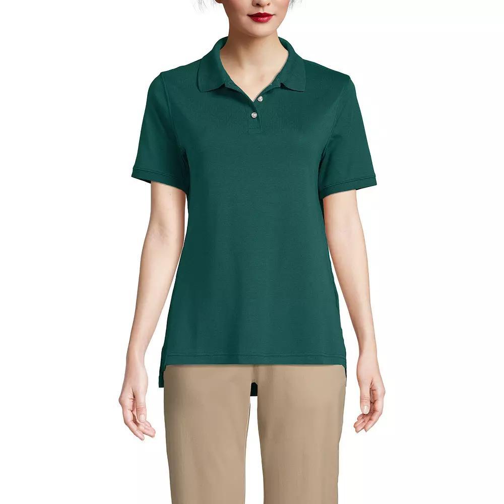 Women's Lands' End School Uniform Classic Short Sleeve Interlock Polo Top, Size: Medium, Classic Blue Product Image