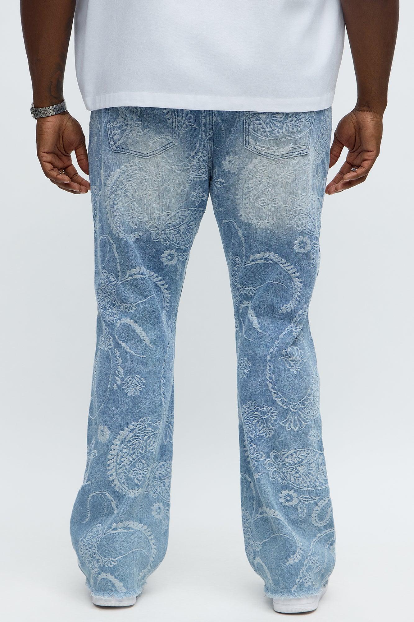 Stacked Slim Flare Come And Get It Paisley Jeans - Medium Wash Product Image