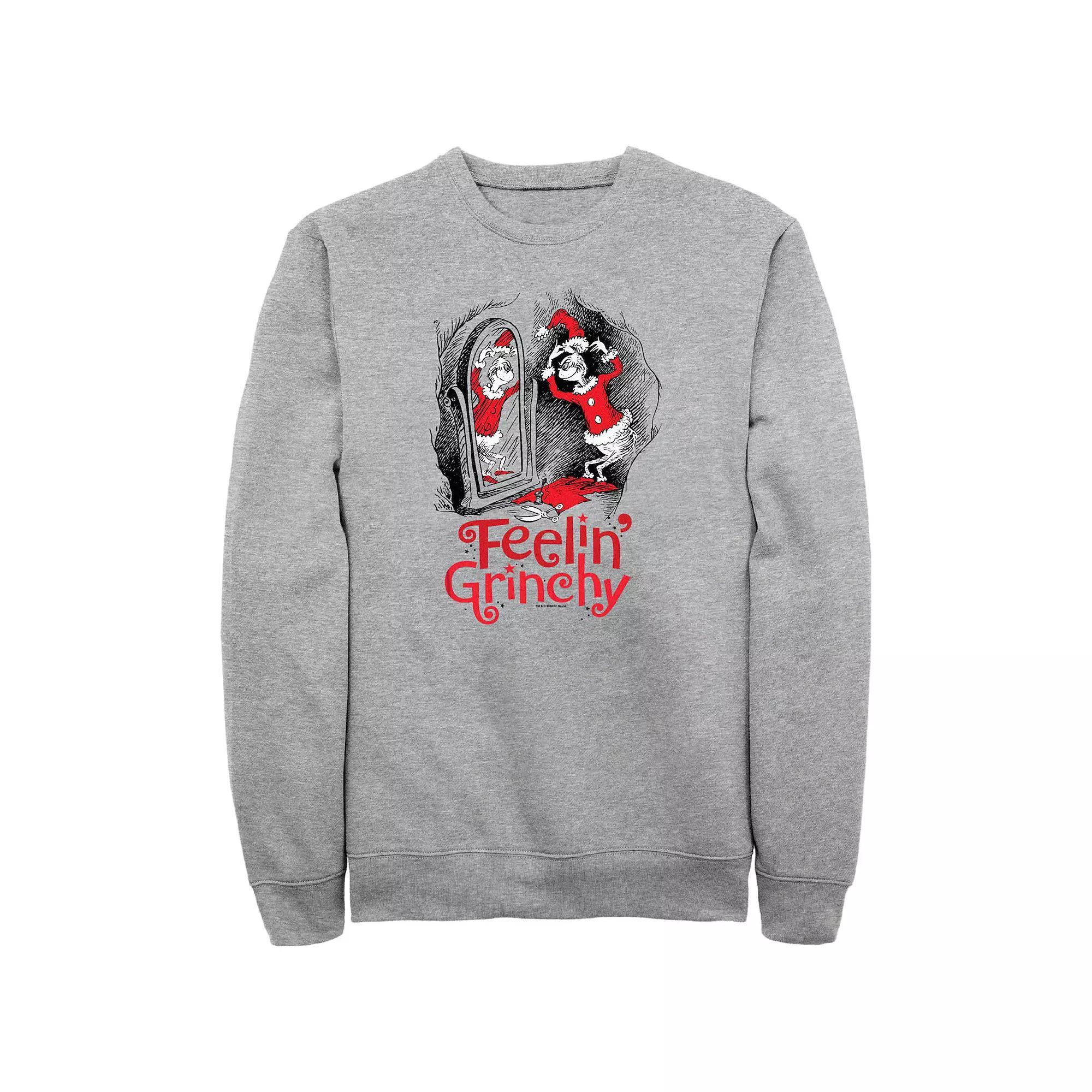 Men's Dr. Seuss Feeling Grinchy Graphic Fleece, Size: XL Tall, Athletic Grey Product Image