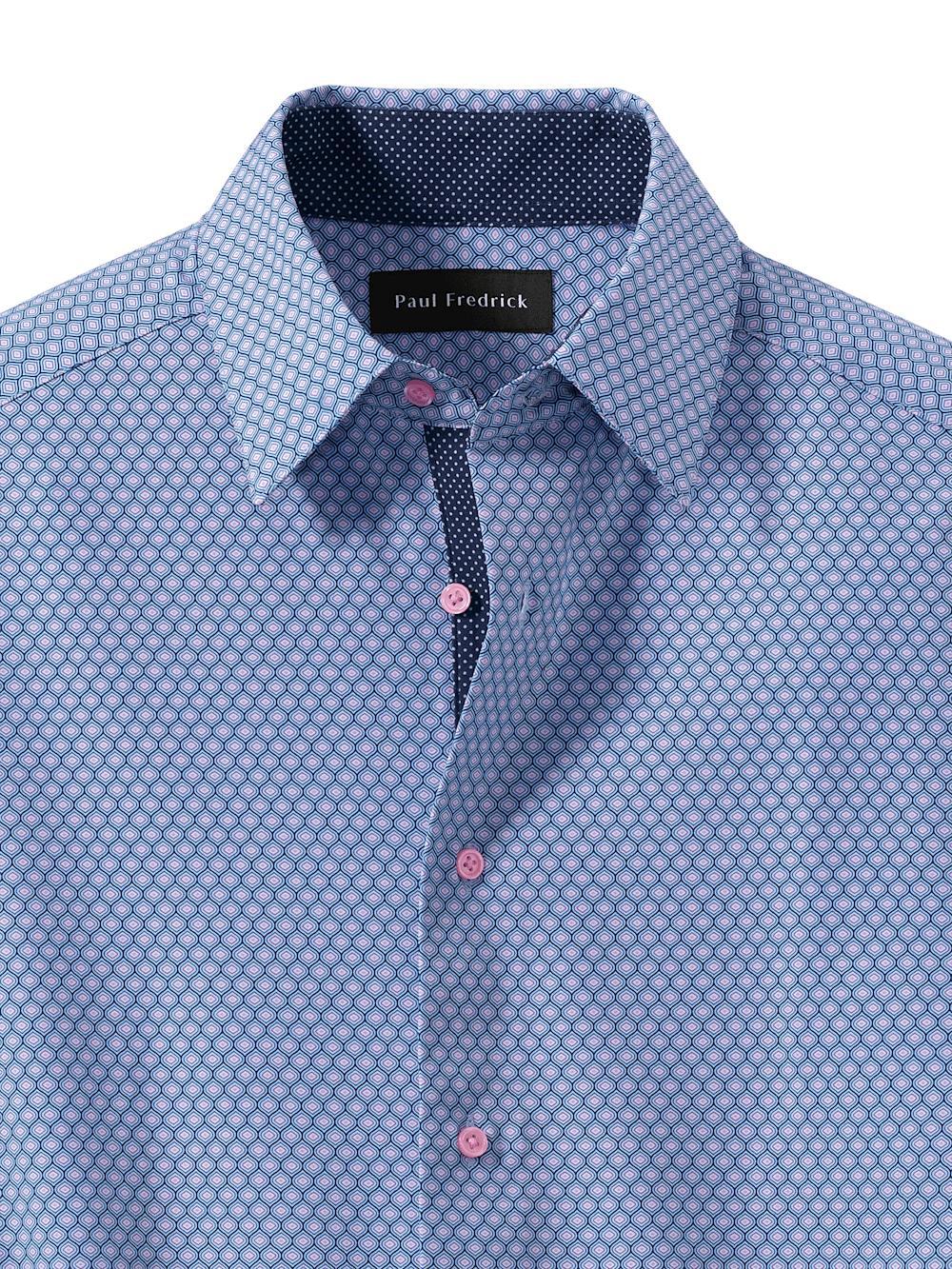 Performance Stretch Geometric Casual Shirt - Blue/pink Product Image