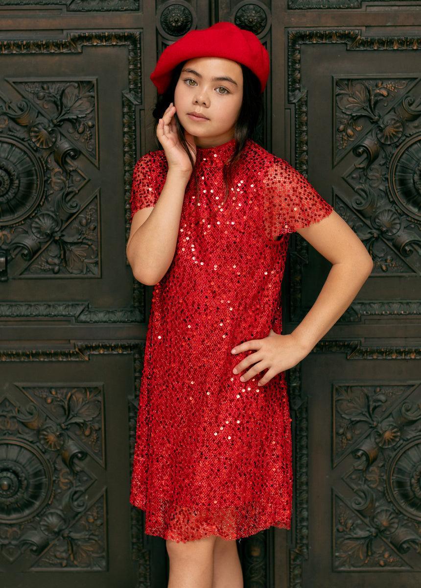 Ansel Dress in Red Girls Product Image