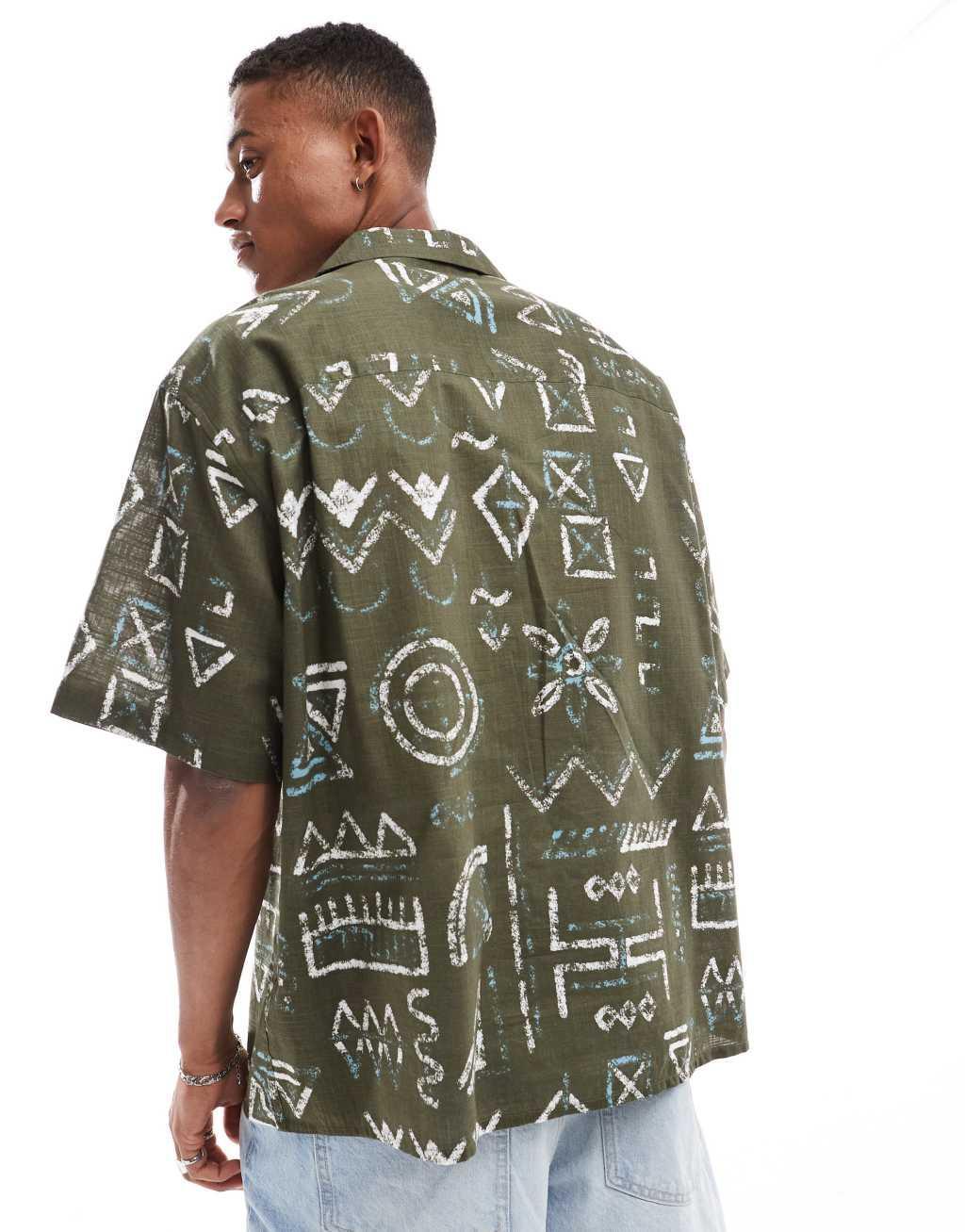 ASOS DESIGN oversized revere shirt in abstract pattern Product Image