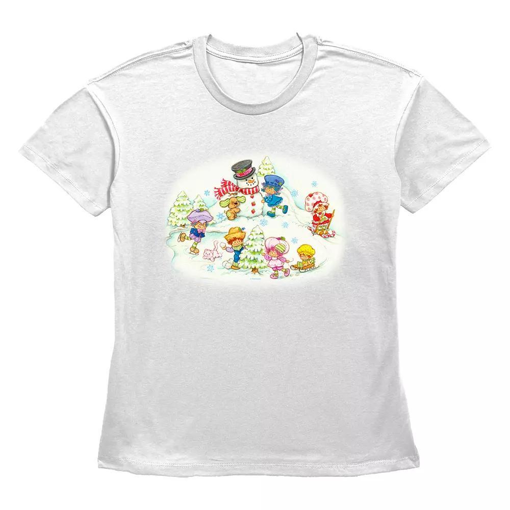 Women's Strawberry Shortcake Winter Fun Graphic Tee, Size: XS, White Product Image