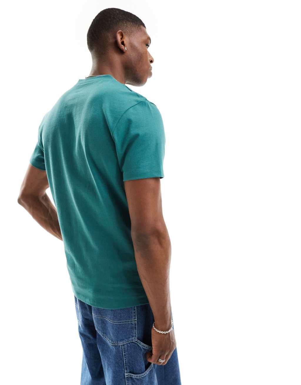ASOS DESIGN essential heavyweight crew neck t-shirt 240gsm in dark green  Product Image