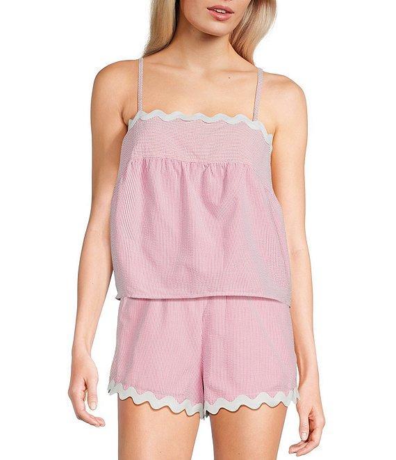 Evolutionary Striped Square Neck Ricrac Trim Coordinating Tank Top Product Image