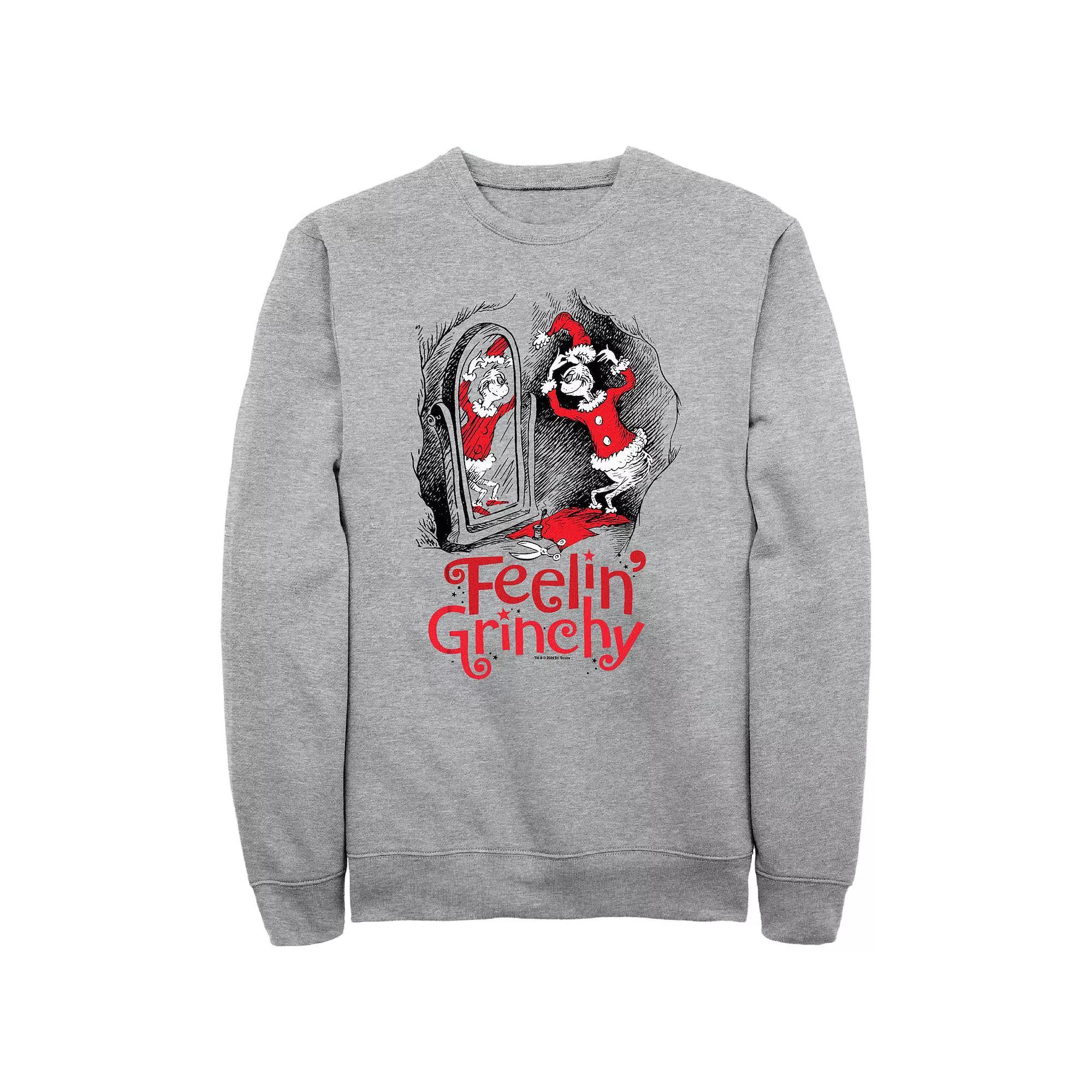 Big & Tall Dr. Seuss Feeling Grinchy Graphic Fleece, Men's, Size: Medium, Athletic Grey Product Image