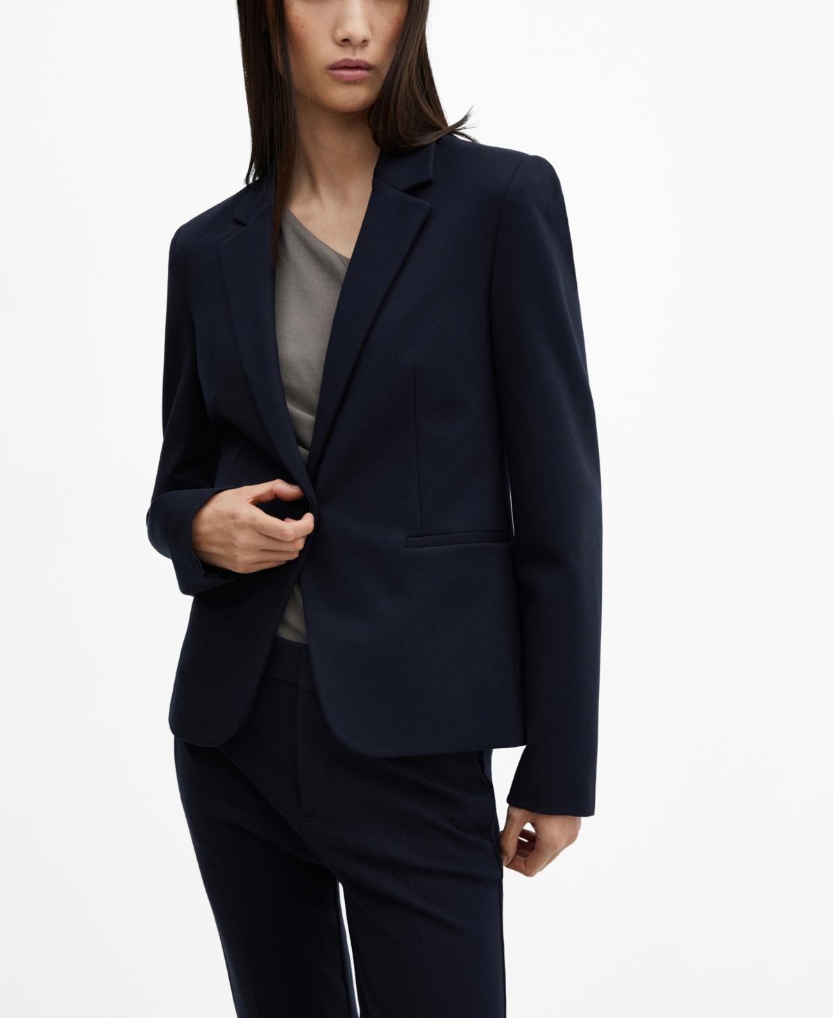 Mango Womens Blunt Stitching Fitted Blazer Product Image