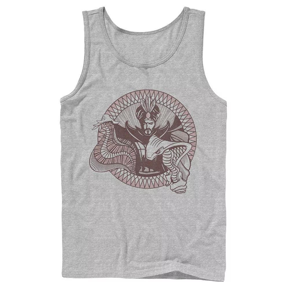 Mens Disneys Aladdin Live Action Jafar Line Art Circle Portrait Tank Top Athletic Grey Product Image