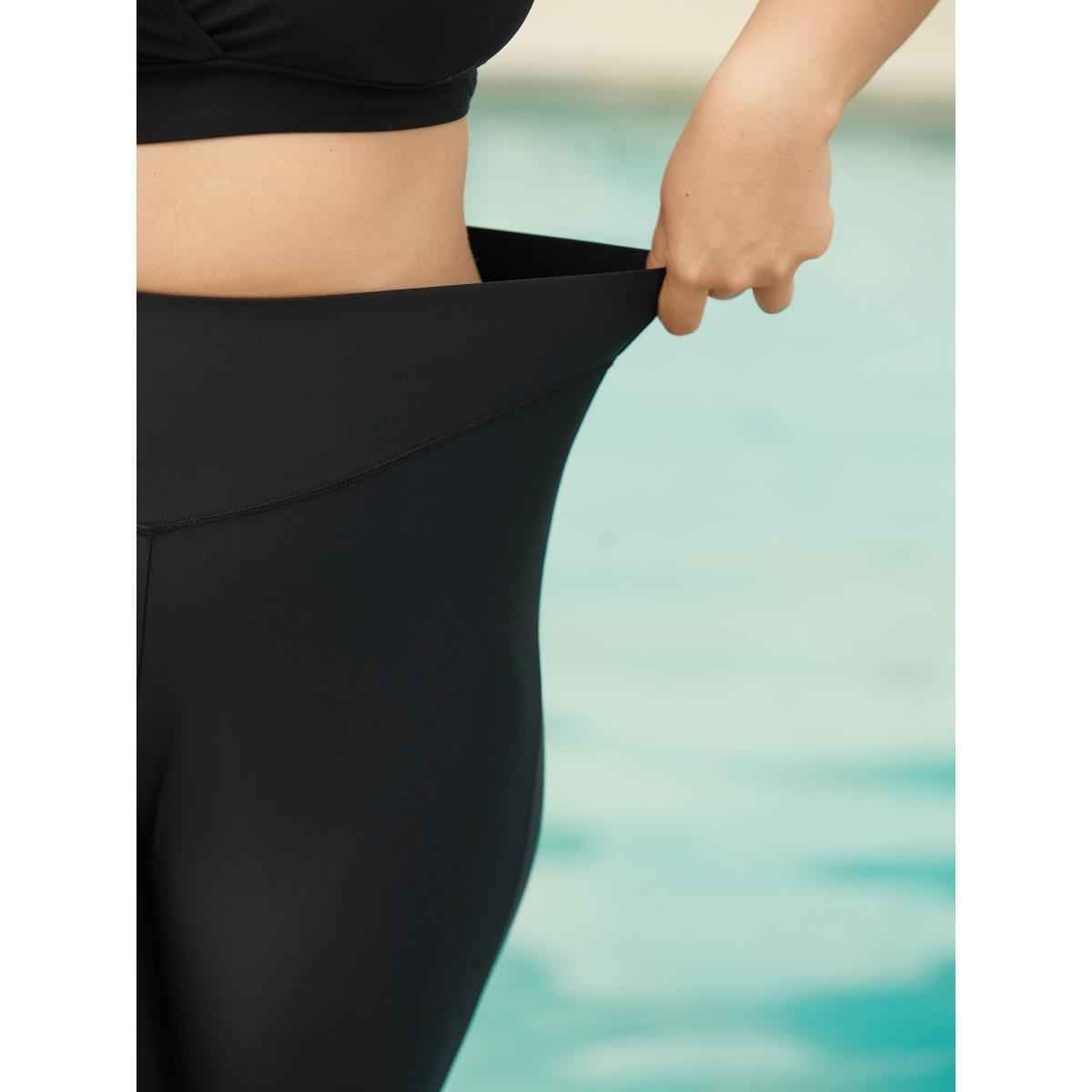 Plus Size Cut-Out Straps Hips Contour Swim Bottoms Women's Swimwear Black Beach Cross straps High stretch Skinny High Rise Curve Swim Bottoms BloomChic 18-20/2X Product Image