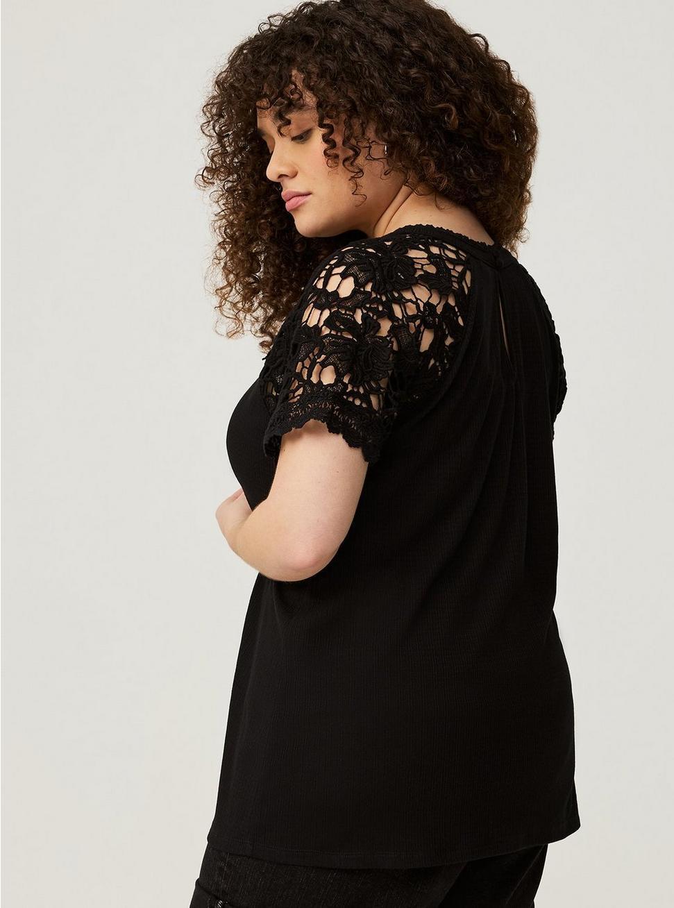Crochet Raglan Crew Top Product Image