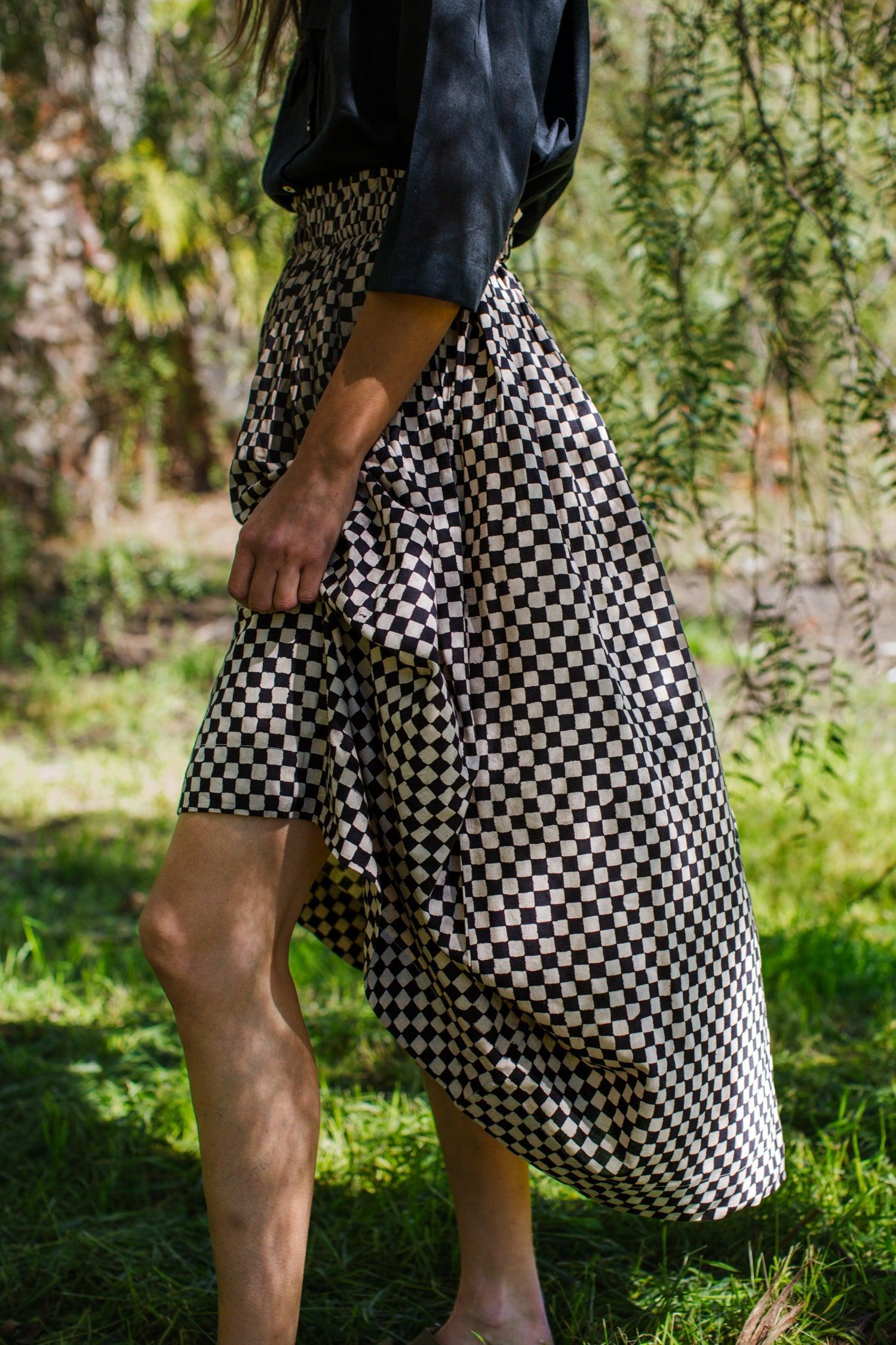 Block Printed Black Skirt Product Image
