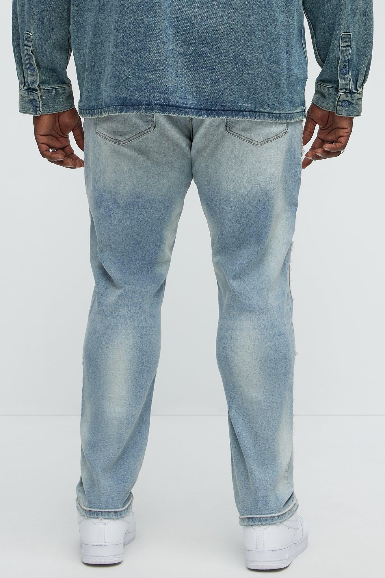 Shredded Patchwork Skinny Jeans - Light Wash Product Image