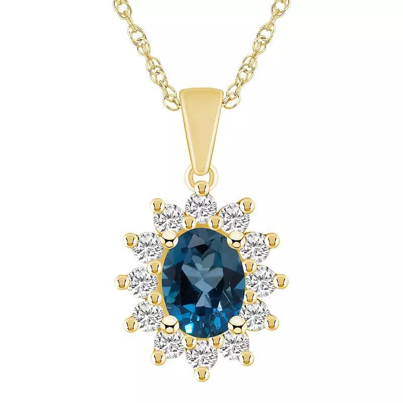 Sterling Silver White & Blue Cubic Zirconia Starburst Pendant Necklace, Womens Product Image