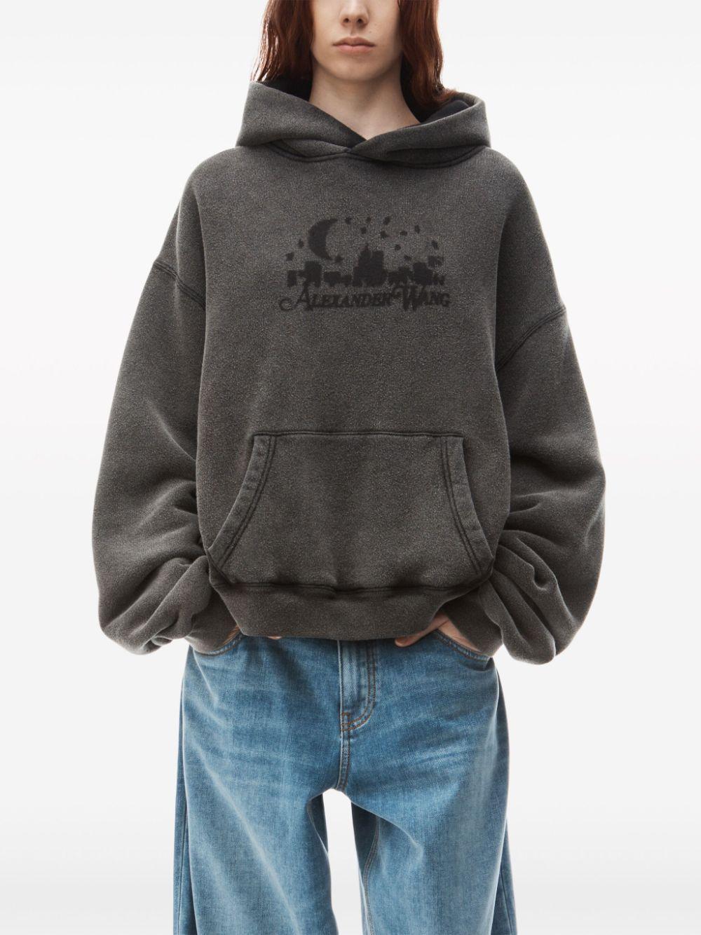 logo-jacquard cotton hoodie Product Image