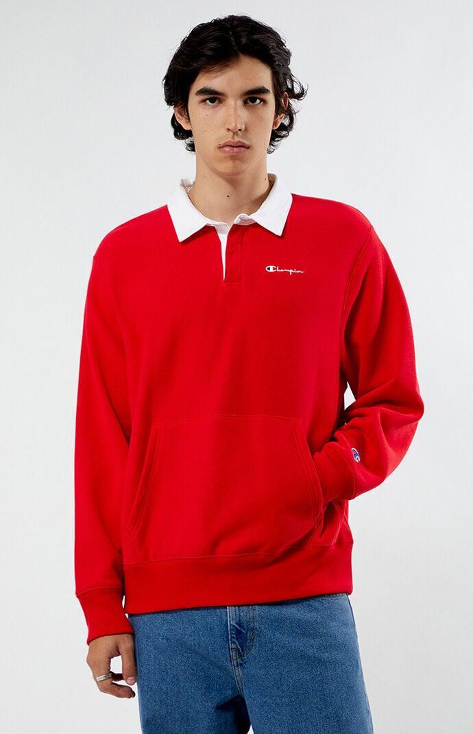 Mens Champion Reverse Weave Rugby Sweatshirt Black M Product Image