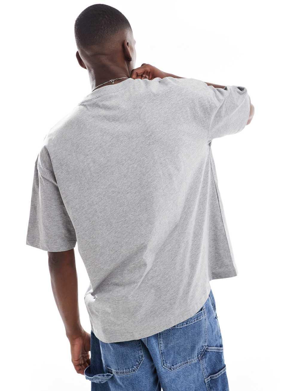 ASOS DESIGN oversized t-shirt with sports graphics in heather gray Product Image
