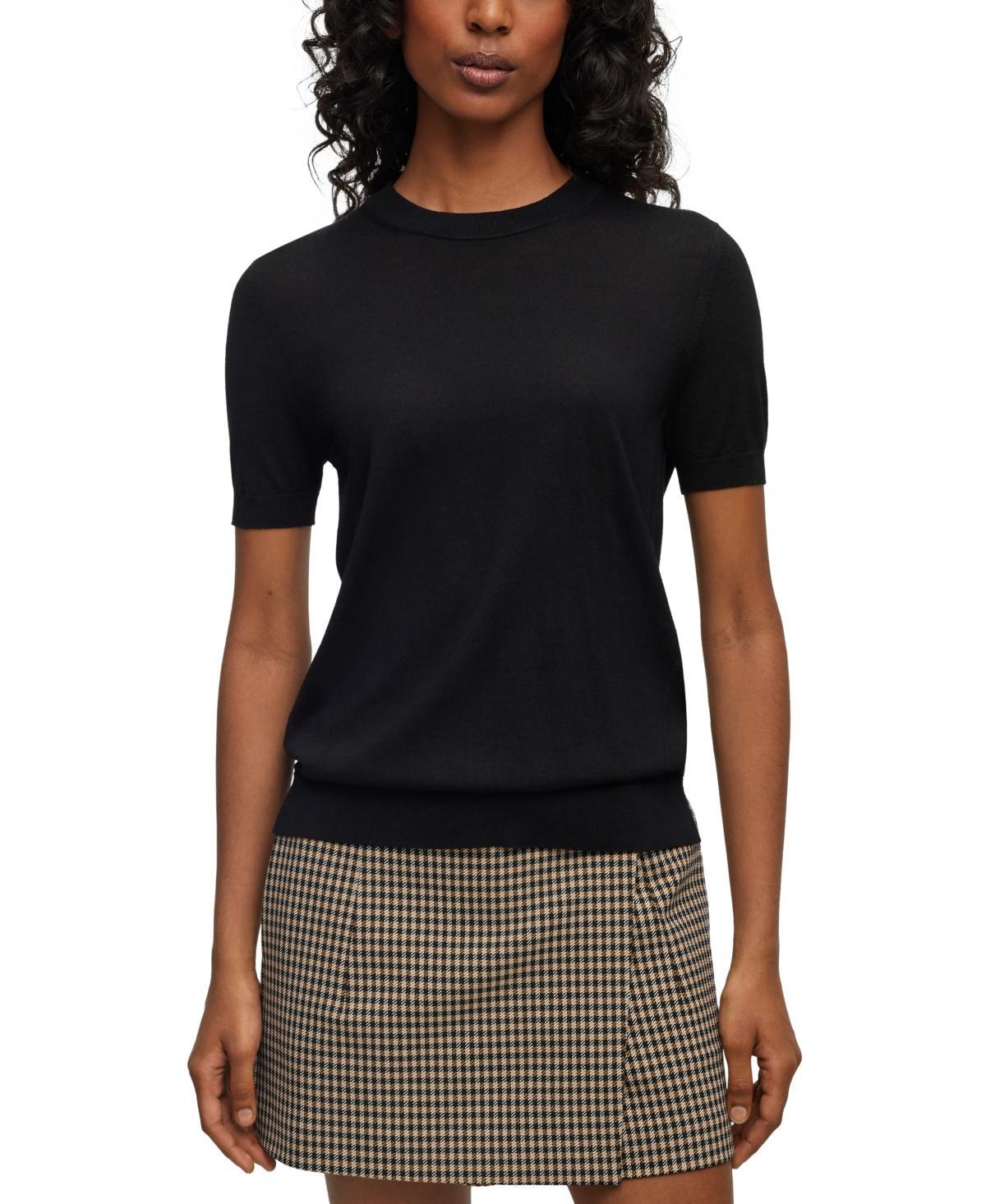 BOSS by Hugo Boss Falyssiasi Soft Knit Virgin Wool Crew Neck Short Sleeve Top Product Image