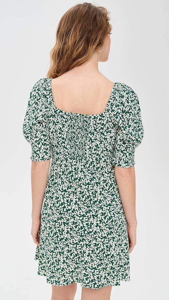 Madewell Crepe V Neck Green Printed Mini Dress | Shopbop Product Image