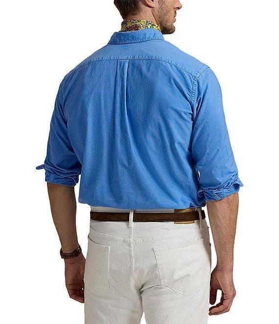 Polo Ralph Lauren Big & Tall Solid Garment-Dye Oxford Long Sleeve Woven Shirt Product Image