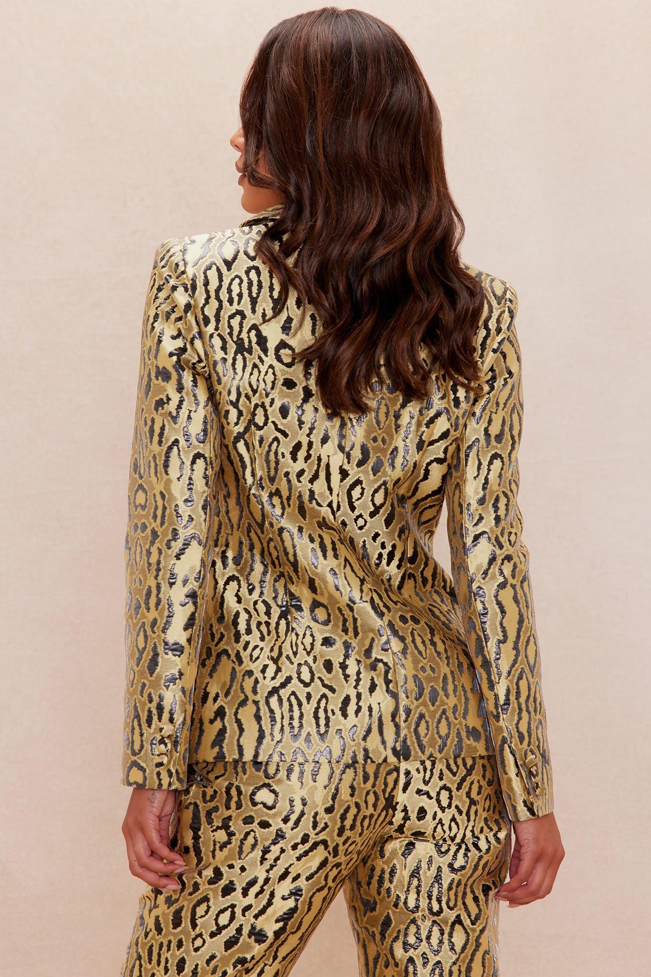 Lani Leopard Jacquard Blazer - Yellow/combo Product Image