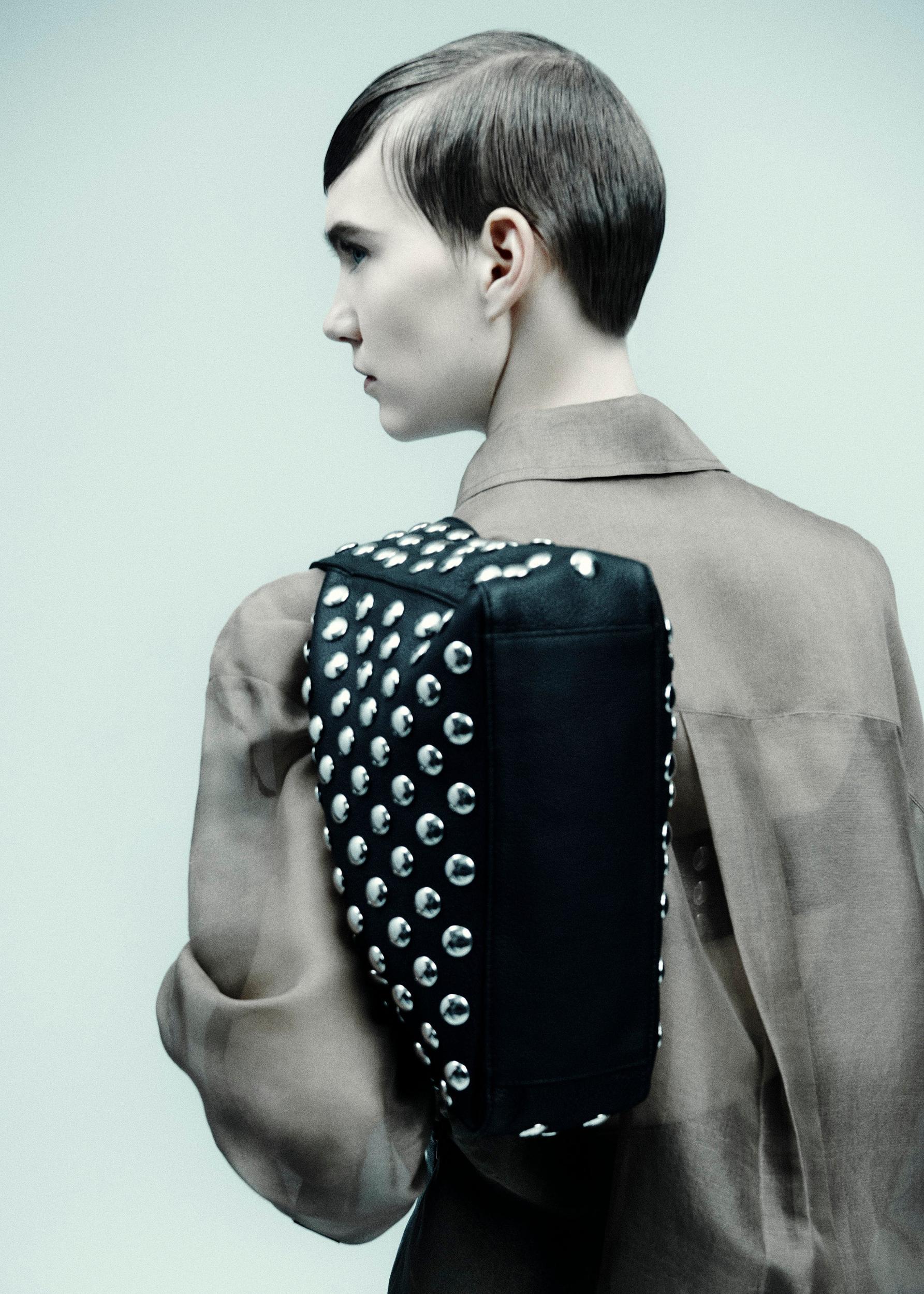 Elena Bag in Black Leather with Studs Product Image
