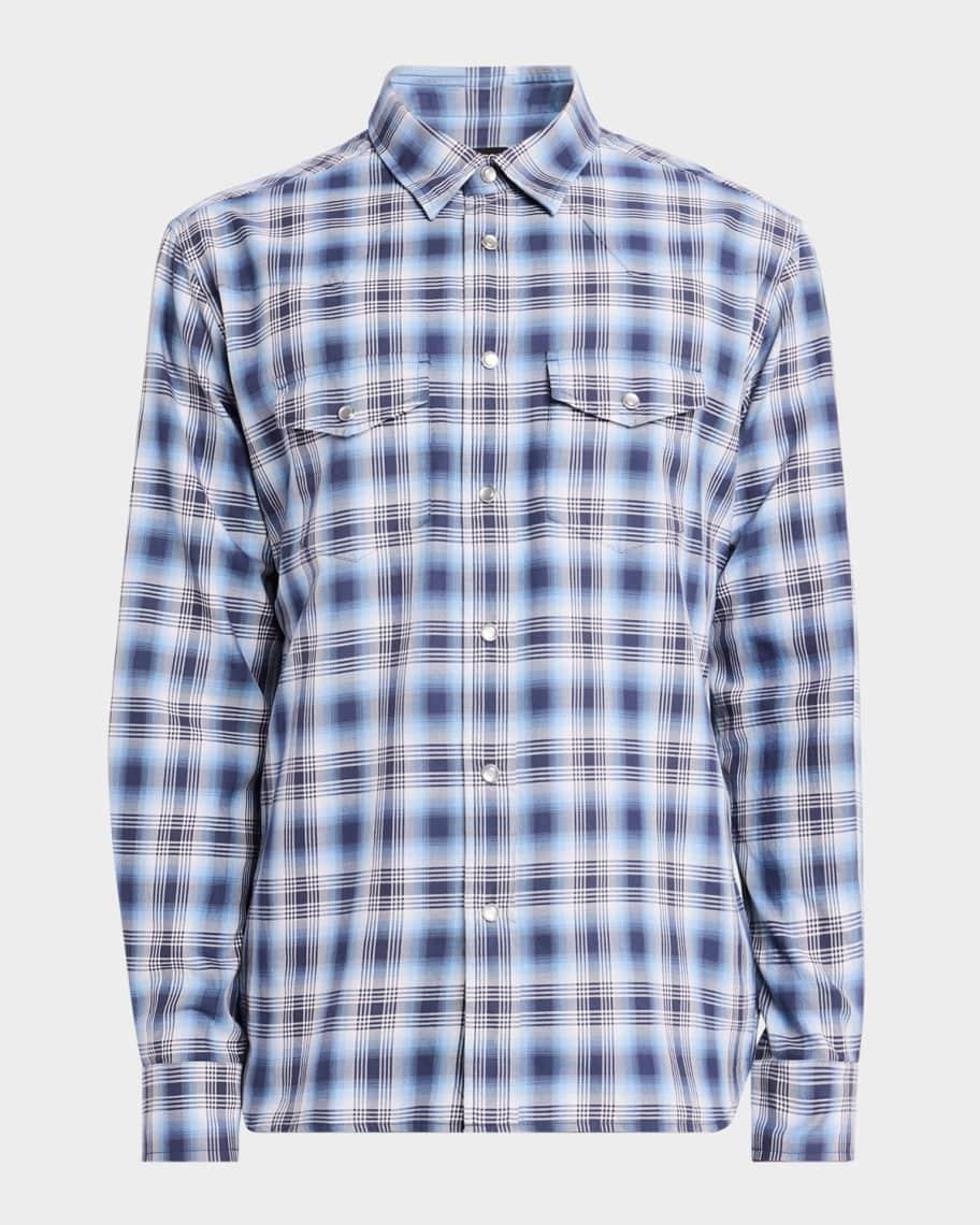 Mens Degrade Plaid Western Shirt Product Image