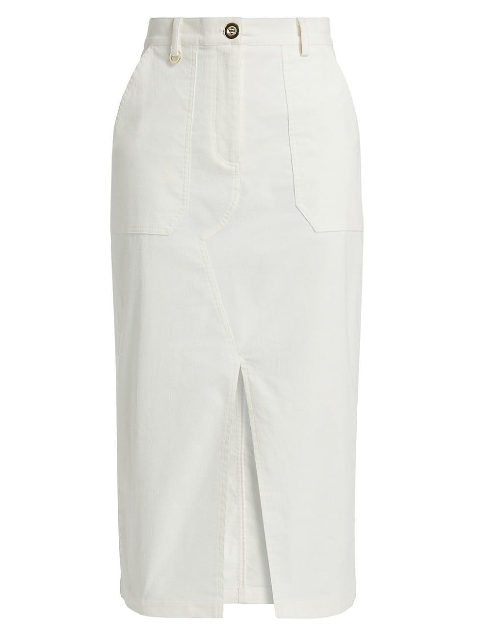Womens Stretch Corduroy Midi-Skirt Product Image