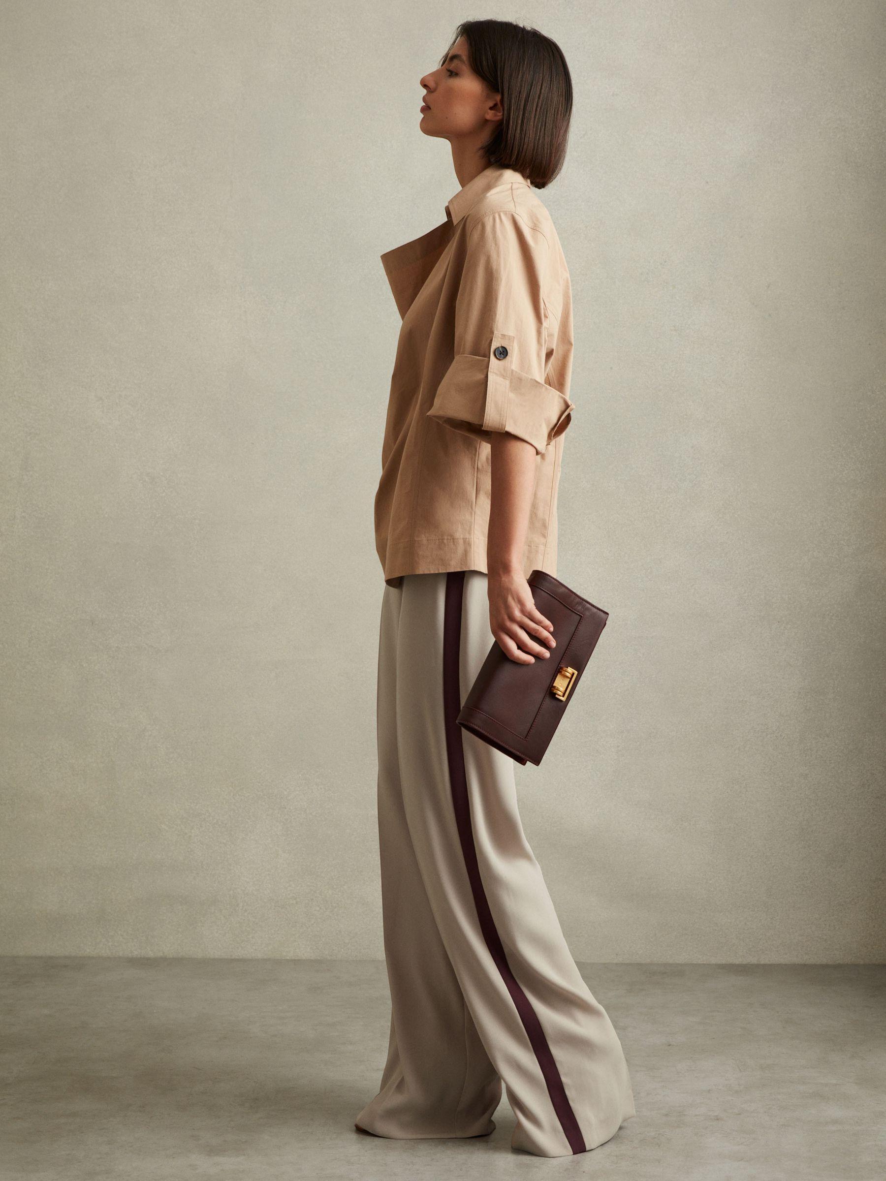 Side Stripe Wide Leg Trousers in Stone Product Image