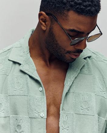 MENS KELVIN JACQUARD TOWEL CAMP COLLAR SHIRT - MT0300003 Product Image