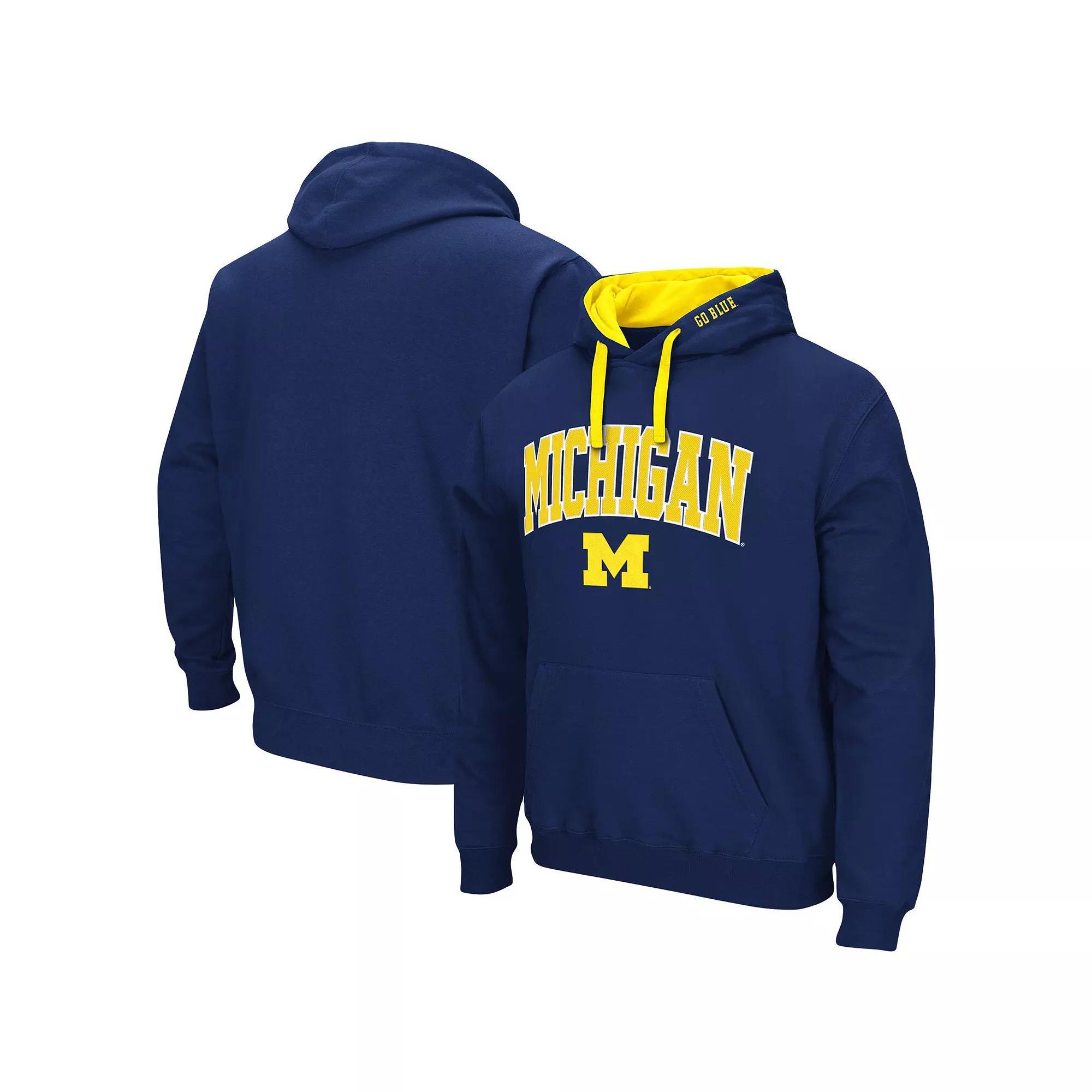 Men's Colosseum Navy Michigan Wolverines Big & Tall Arch & Logo 2.0 Pullover Hoodie, Size: 6XB, Blue Product Image