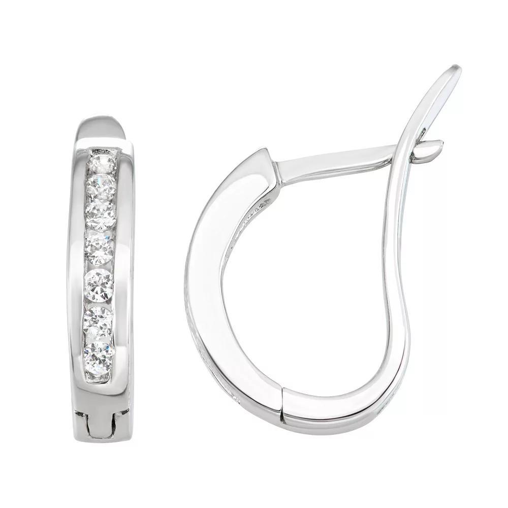 10k Gold 1/4 Carat T.W. Diamond Huggy Hoop Earrings, Women's, 10k White Gold Product Image