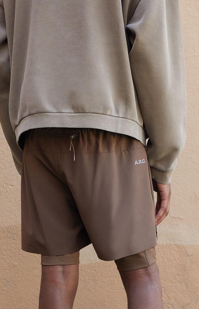 Active Brown Mesh Running Shorts Product Image