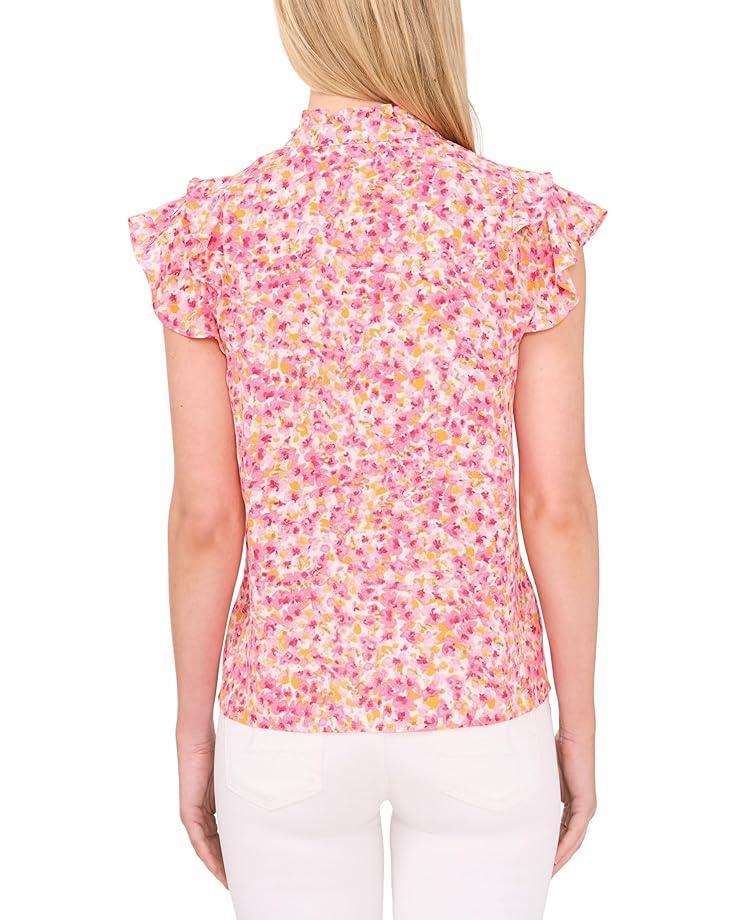 Floral Long Sleeve Smocked Shoulder V-Neck Top Product Image