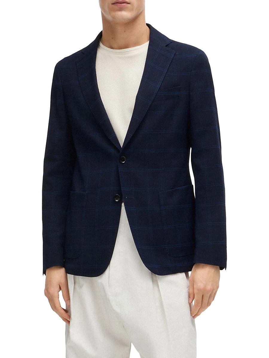 Mens Slim-Fit Jacket in Checked Stretch Cloth Product Image
