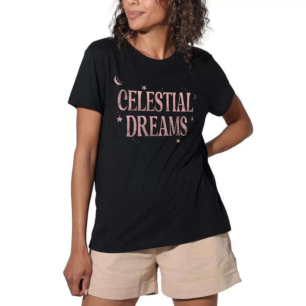 Women's Suburban Riot Celestial Dreams Loose Graphic Tee, Girl's, Size: Medium, Black Product Image