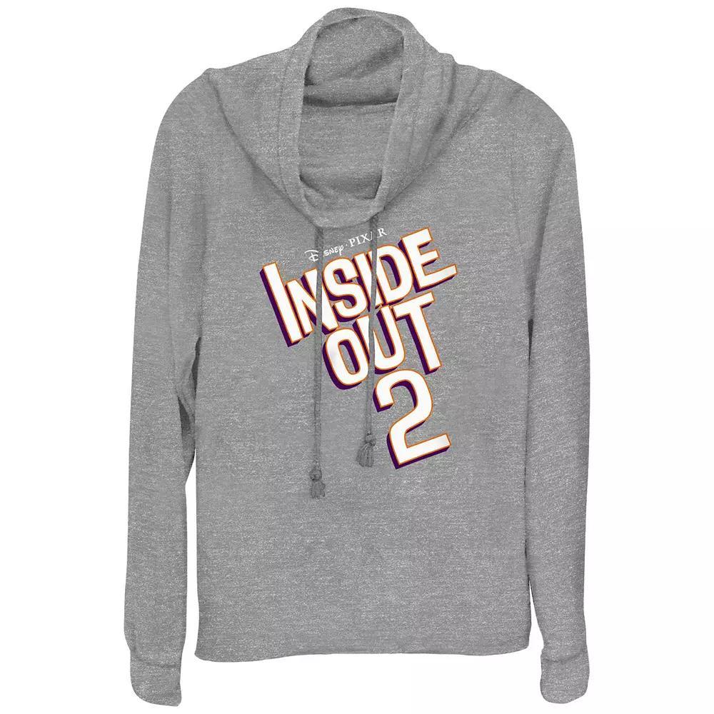 Disney / Pixar's Inside Out 2 Title Logo Plus Size Cowlneck Graphic Lightweight Long Sleeve, Women's, Size: 1XL, Gray Grey Product Image
