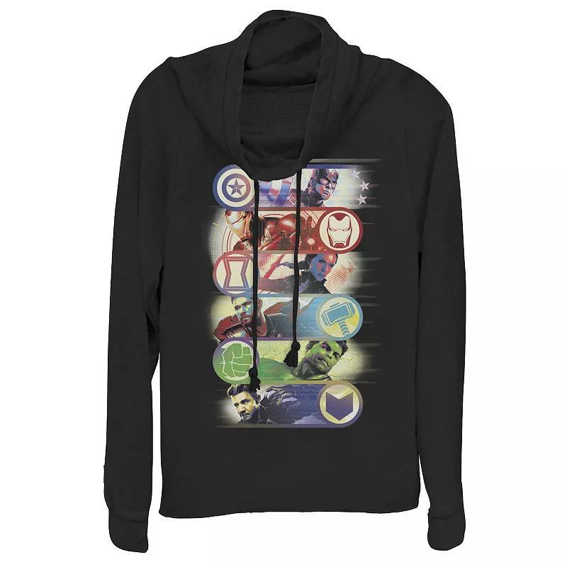 Juniors Marvel Avengers: Endgame Hero Symbol Colorful Group Shot Poster Cowlneck Graphic Lightweight Long Sleeve, Girls Product Image