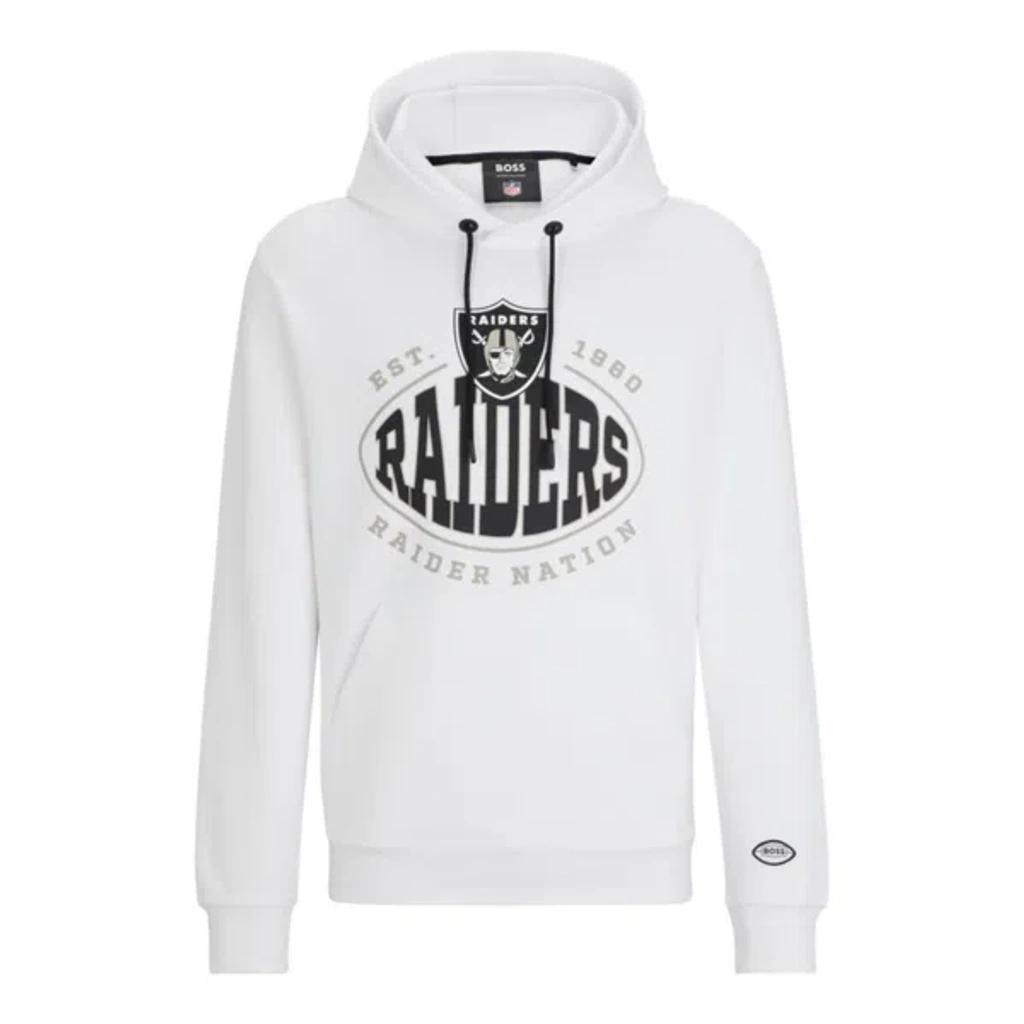 HUGO BOSS X Nfl Cotton-blend Hoodie With Collaborative Branding In White Product Image