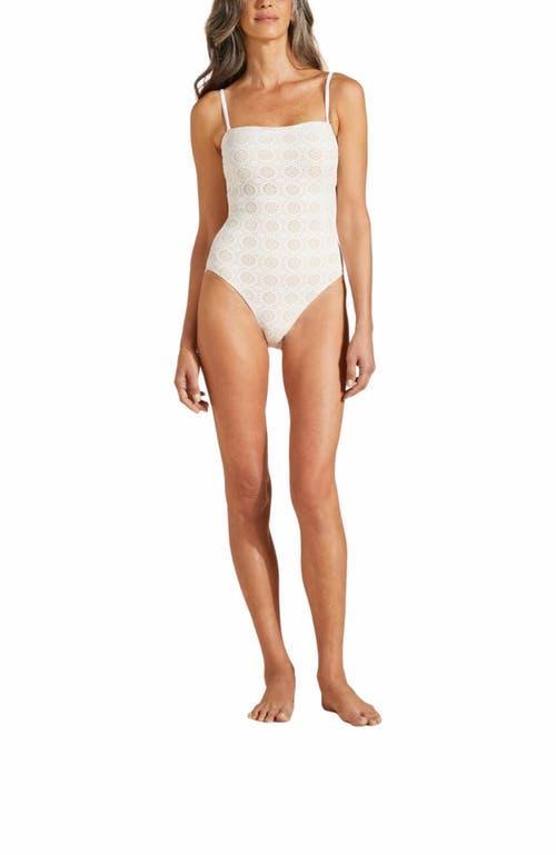 Womens Broderie Anglaise One-Piece Swimsuit Product Image