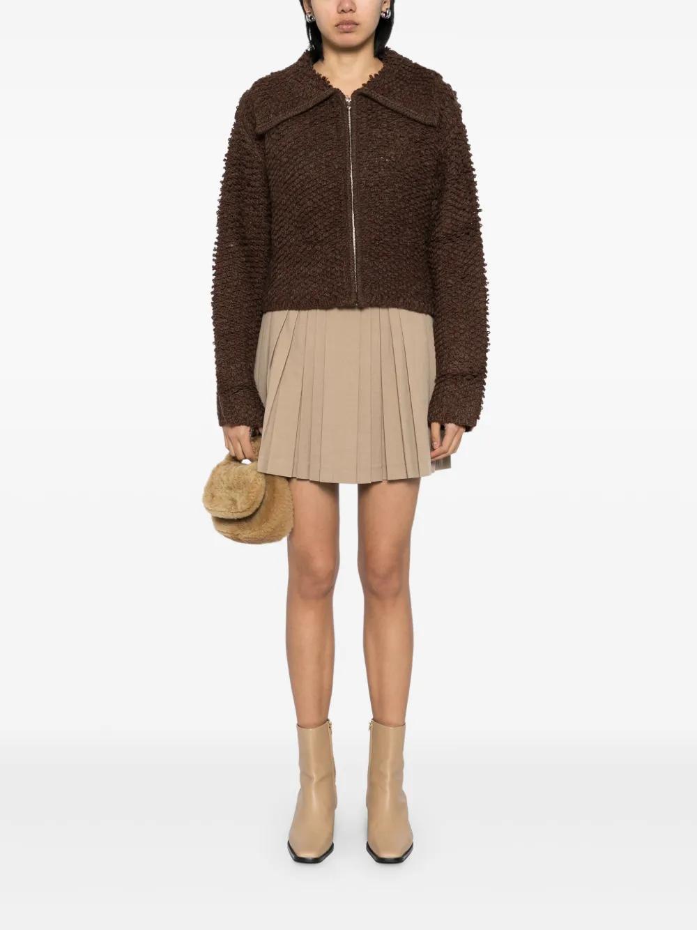 textured zip-up cardigan Product Image