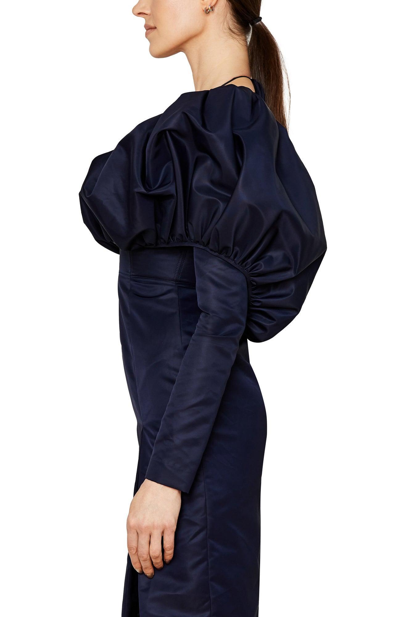 Puff Sleeve Midi Dress with Halter Straps Product Image